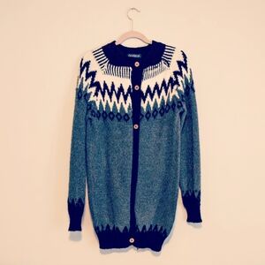 GAMBOA Fair Isle Alpaca Wool Cardigan Size Medium